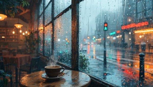  عکس پروفایل کافه لاکچری در شب بارانی