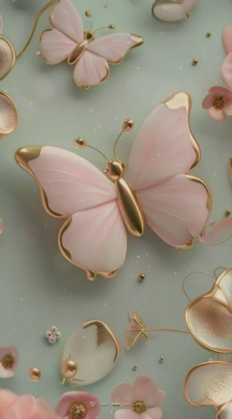  بک گراند فانتزی پروانه های صورتی دخترانه