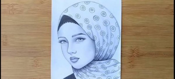  نقاشی دختر با حجاب زیبا