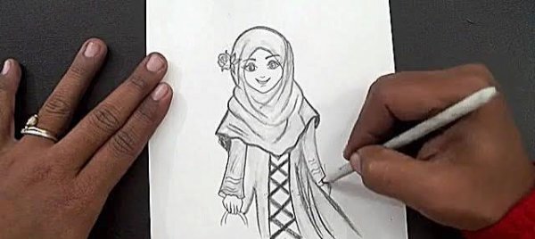  نقاشی دختر با حجاب زیبا