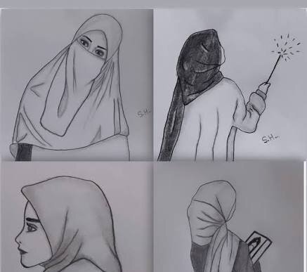  نقاشی دختر با حجاب زیبا