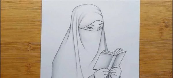  نقاشی دختر با حجاب فانتزی