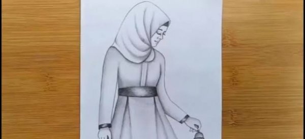  نقاشی دختر با حجاب فانتزی