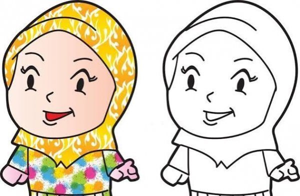 نقاشی دختر با حجاب فانتزی
