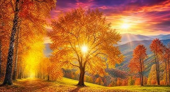 والپیپر طبیعت پاییزی با برگ های خوش رنگ نارنجی