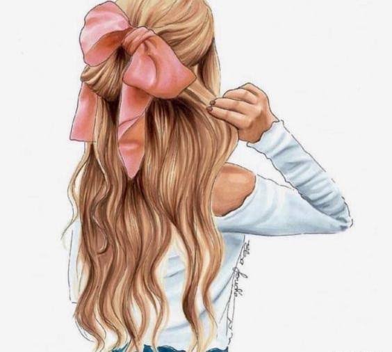  والپیپر نقاشی دختر با کوله پشتی و موهای بافت شده