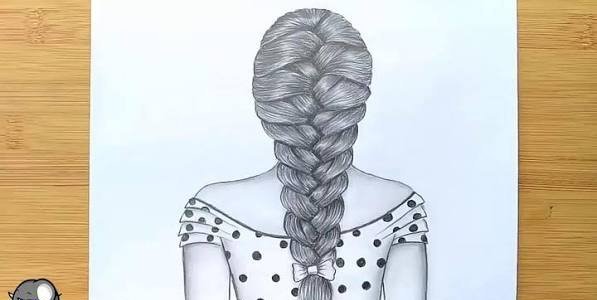  نقاشی دختر از پشت سر با موهای باز