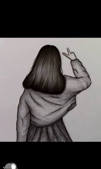  نقاشی دختر از پشت سر با موهای باز