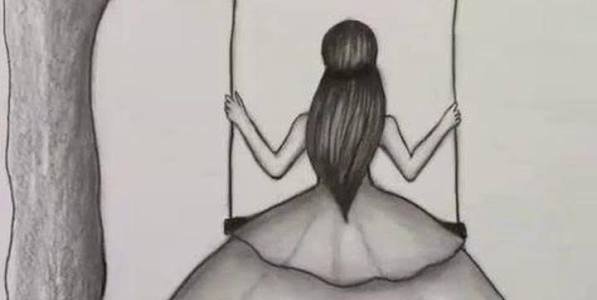  نقاشی دختر از پشت سر با موهای باز