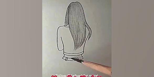  نقاشی دختر از پشت سر با موهای باز