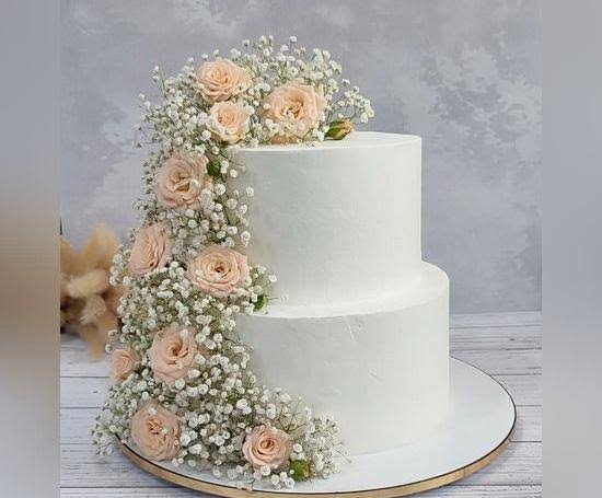  عکس کیک چند طبقه با تزئین گل برای عروسی