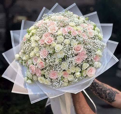  دسته گل عروس رز مینیاتوری