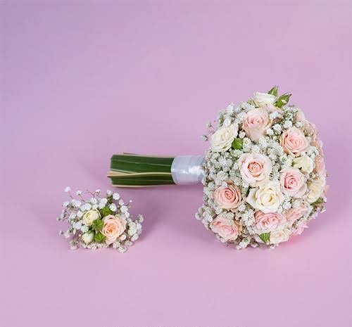  دسته گل عروس رز مینیاتوری