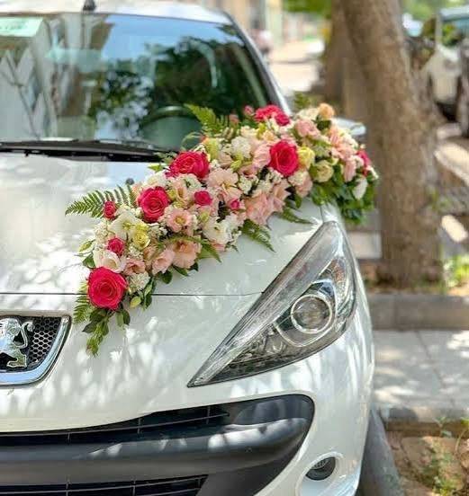  گل ارایی ماشین عروس ساده و شیک
