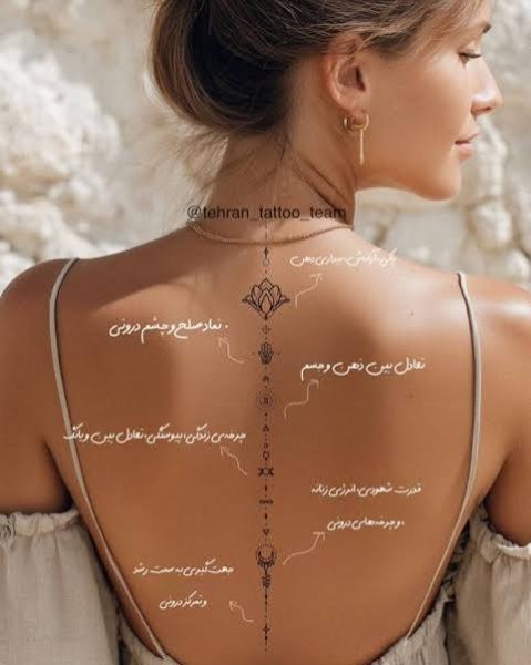  عکس طرح تاتو ستون فقرات زنانه