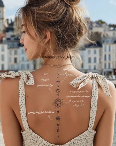  عکس طرح تاتو ستون فقرات زنانه