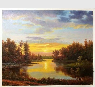  عکس نقاشی رنگ و روغن غروب زیبای آفتاب