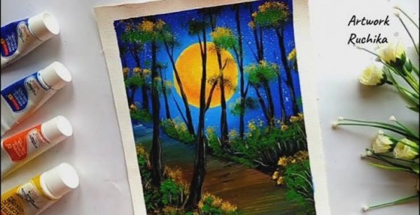  عکس نقاشی رنگ و روغن غروب زیبای آفتاب