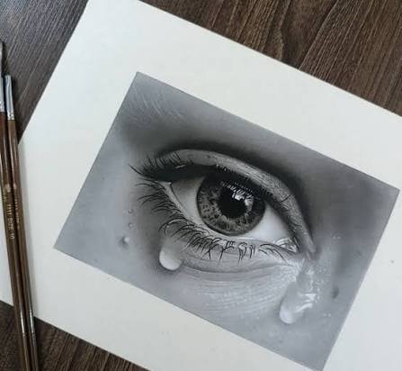  عکس نقاشی چشم اشکی دختر