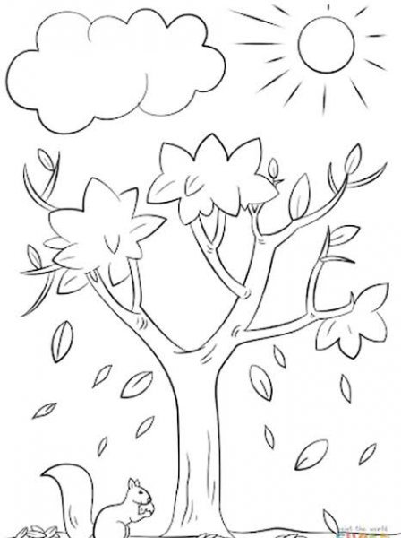  نقاشی درخت پاییزی ساده