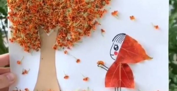 نقاشی درخت پاییزی با برگ