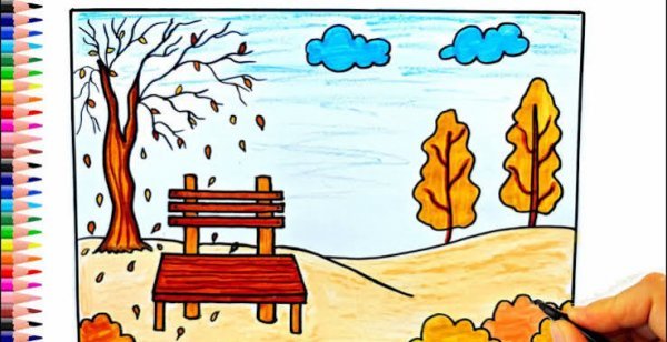  نقاشی پاییز برای مدرسه