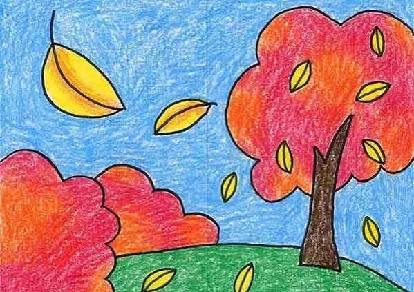  نقاشی پاییز برای مدرسه