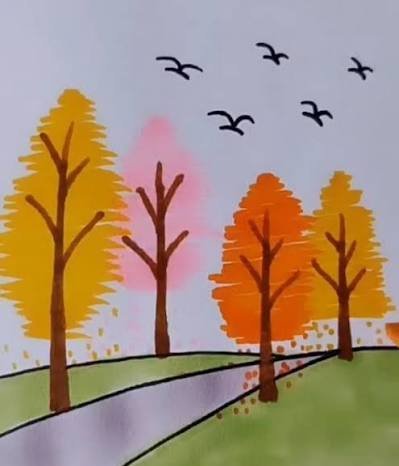  نقاشی پاییز برای مدرسه