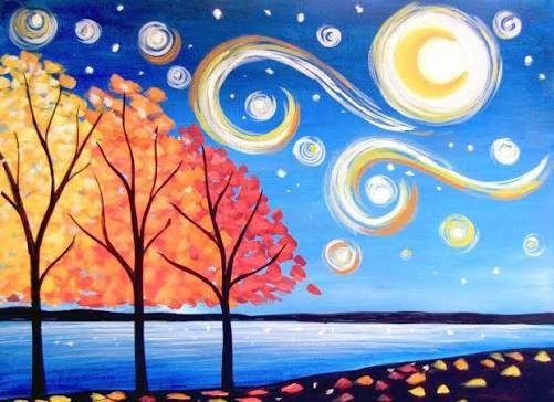  نقاشی پاییز برای مدرسه