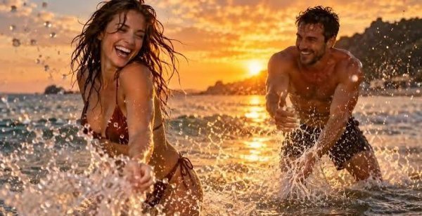  عکس زوج رمانتیک در ساحل دریا