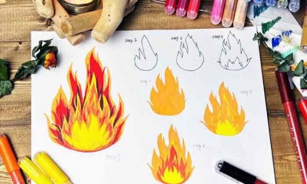  نقاشی آتش آسان
