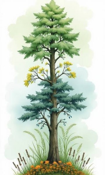 عکس درخت کاج نقاشی