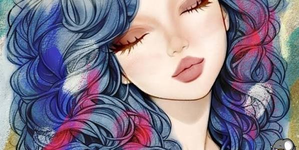  دانلود عکس چهره دختر گرافیکی با موهای رنگارنگ