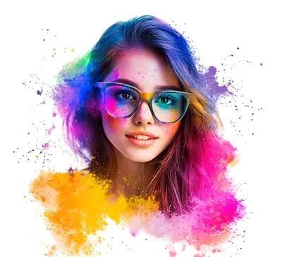  دانلود عکس چهره دختر گرافیکی با موهای رنگارنگ