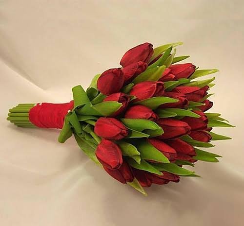  عکس زیبا از دسته گل لاله قرمز