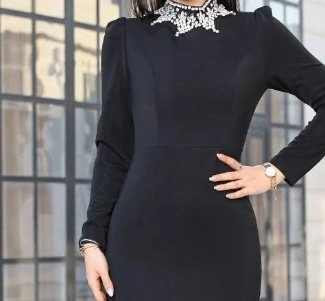  لباس مجلسی سنگ دوزی شده مشکی کوتاه