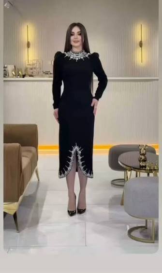  لباس مجلسی سنگ دوزی شده مشکی کوتاه