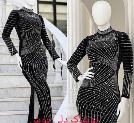  مدل لباس مجلسی مخمل جدید نگین دار