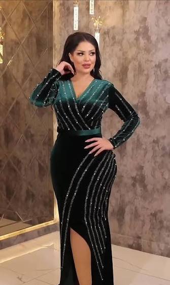  مدل لباس مجلسی مخمل جدید نگین دار
