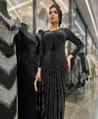  مدل لباس مجلسی مخمل جدید نگین دار