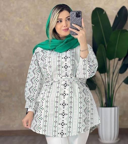  مدل مانتو با پارچه لنین طرح دار