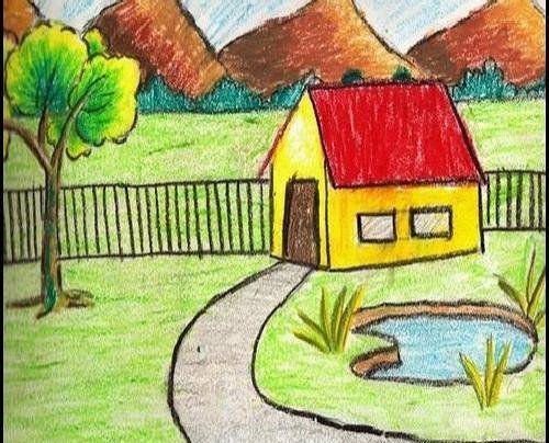  نقاشی کلبه جنگلی ساده
