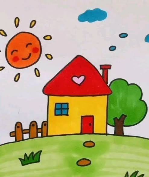  نقاشی کلبه جنگلی ساده