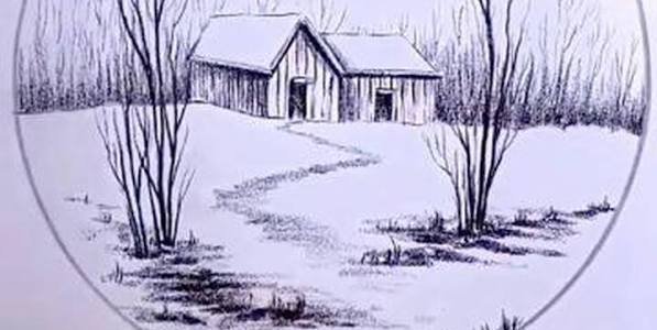  نقاشی کلبه جنگلی ساده