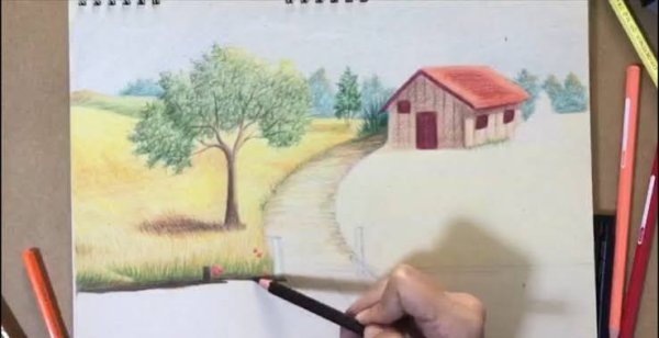  نقاشی کلبه جنگلی ساده